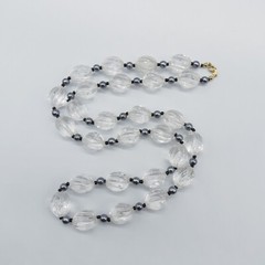 Vintage Clear Beaded Necklace Lightweight Retro 30″