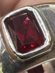 TS 925 Sterling Silver 6 Red Gemstone Band Ring Size 5.5 Heavy 11.05g Vintage