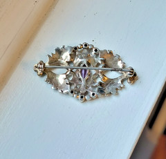 Art Deco Amethyst & Sterling Silver Vintage Brooch, Marcasites, ANtique Style