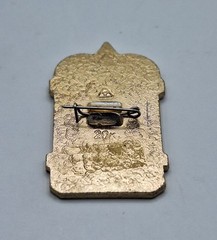 Russian Pin Gold Tone Red White Enamel Vintage VGC