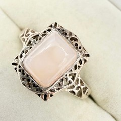 Vintage Sterling Silver MOP Mother of Pearl Cut Out Filigree Ring Size 10