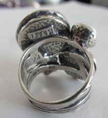 ISRAEL STERLING PZ OR PAZ COCKTAIL RING SIZE 5.25, MULTI STONE, 9.5 GRAMS, 1 IN