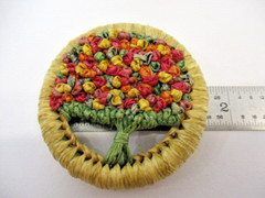 HANDMADE Flowers Tree of Life Pin Brooch Colorful Woven Natural Material 1-5/8″