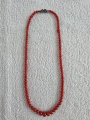 Antique Genuine Natural 100% Undyed Red Mediterranean Coral Beads Necklace