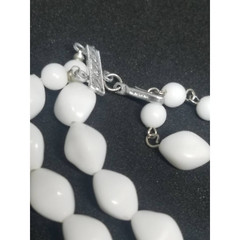 Vintage Hong Kong multi strand necklace white double strand acrylic bead