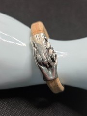 Hand and Paw Project Bracelet Silver Plated Pewter Cork Magnetic Clasp 8″ 2.25″