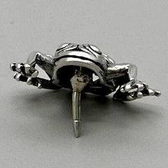 Frog Lapel Pin Scroll Intricate Design Signed Jezlaine Sterling Silver 925
