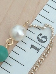 Vintage Necklace /Gold Tone- Faux Pearl and Faux Jade 1960’s / 32 In Length