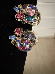 Alice Caviness “Easter egg” cabochon & multi-colored faceted rhinestone Parure