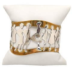 Robert Lee Morris Andy Warhol Tribute Sterling Silver & Brass Cuff Bracelet, 8″