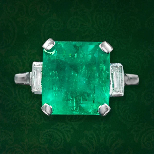 Aer Deco Antique Vintage 4.50Ct Natural Emerald Wedding Ring 925 Sterling Silver