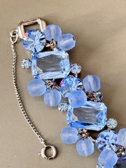 Vintage Verified JULIANA Bracelets, Brooch & Earring Set, Blue Octagon & Beads