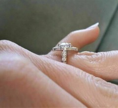 Art Deco Style Round Cut Lab Created Diamond & Ruby 925 Silver Engagement Ring