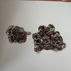Vintage Silver Tone Double Link Necklace & Bracelet with Hinged Clip Clasp