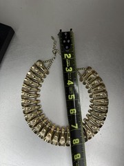 Vintage Gold Tone Cleopatra Fringe Bib Collar Necklace Mod Chunky Statement
