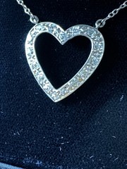 Antique Vintage Diamond Heart Pendant 14k White Gold