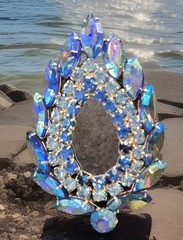 Sarah Coventry Brooch Earrings AB Blue Lagoon Set Book Piece Juliana D&E Z06