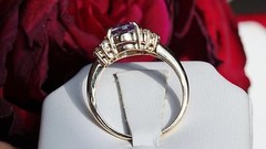 10k yellow gold ring 1.50ct amethyst & Crystal size 6 handmade vintage 2.40gr