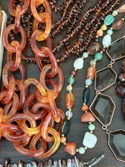 COLLECTOR ESTATE lot Hippie &Modernist Jewelry Boho Amethyst Bib Collar Necklace
