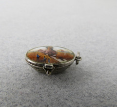 Antique Egyptian Revival Baby Moses Basket Charm with Baby 800 Silver Enamel