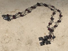 🏰 VINTAGE Garnet 925 STERLING SILVER CROSS Pattée Necklace MEDIEVAL GOTHIC 11g