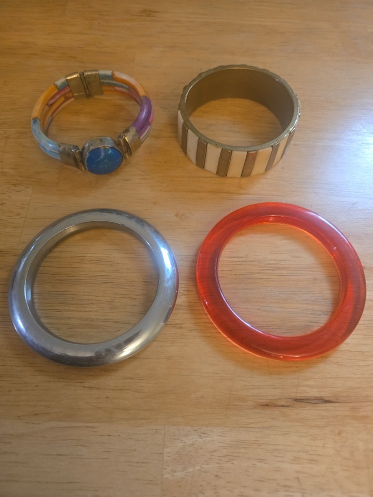 Lot Of 4 Vintage Bangle Cuff Bracelets Assorted