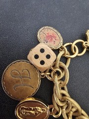 John Wind Maximal Art Bracelet Charm 15 Charms Chunky Gold Plated Vintage
