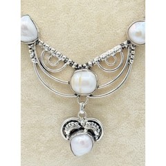 Sterling Silver Baroque Pearl Necklace – Artisan Ornate Design, c. 1990s–2000s