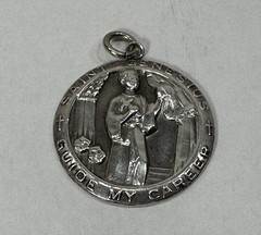 Solid Saint Genesius Sterling Silver Guide my Career Pendant – 7.1 Grams