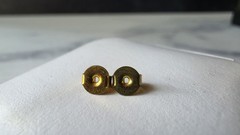 Gold Tone Metal Faux Pearl Dangling Pierced Earrings Vintage Costume Jewelry NOS