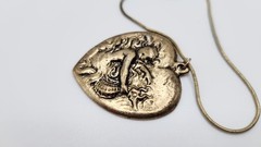 Vintage Art Nouveau Gold tone necklace Mermaid and Seahorse Pendant with Chain