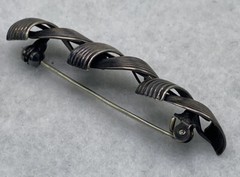 Vintage Theodor Klotz Teka Modernist 835 Silver Pin Brooch GERMANY~Twisted Rope
