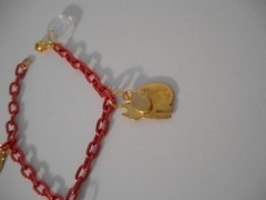One of a Kind~3) Signed Laurel Burch Charms~Cats 7 1/4″ Pink Chain Link Bracelet