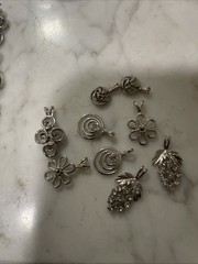 110+ Vintage Silver Plate Assorted Charm Settings