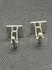 VTG Palest Oval Sky Blue Stones And Set in Square Silver Tone Cufflinks