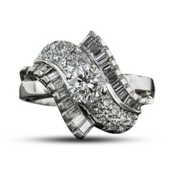Iconic Retro Cluster Wedding Ring 2.2 Ct Simulated Diamond 14k White Gold Over