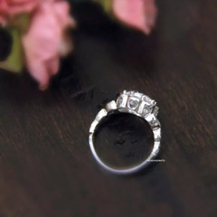 Vintage Art Deco Style Lab Created Diamond Engagement Ring 925 Sterling Silver