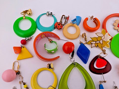 vintage 60s 70s Single Earrings Lot groovy mod gogo pop art MCM craft harvest Y2