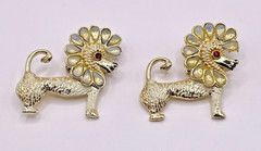 Lion Floral Mane Brooch Pin Fashion Jewlery Gold Vintage Style 1.25″Lot Of 2