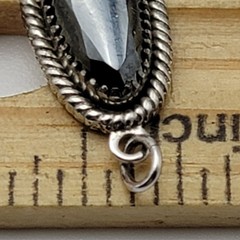 Vtg. Signed Wheeler Sterling Silver Hematite Pendant 21mm Long Oval Rope Frame