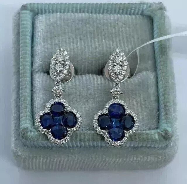 Round Cut Lab Created Diamond Drop/Dangle Special Earrings 14K White Gold Plated
