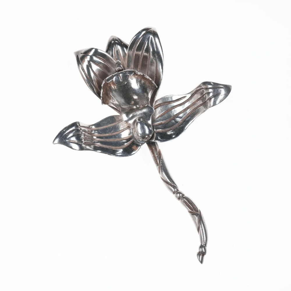 Hector Aguilar Taxco 940 sterling silver 3d orchid pin