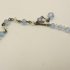 Vintage AB Necklace Glass Blue Choker Collar 15 Inch