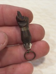 VERY RARE Vintage FOLK ART Hand Carved FIGA Good Luck Necklace Pendant