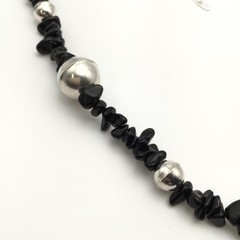 Silver Schark Handmade Sterling Silver & Black Obsidian Necklace 24-30″ 44g #30