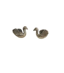 Vintage Sterling Silver Swan Screw Back Earrings .75 x .5 Inches