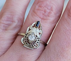 Vintage Circa 1900’s Filigree Ring 2 Ct Round Lab Created Diamond 10k White Gold