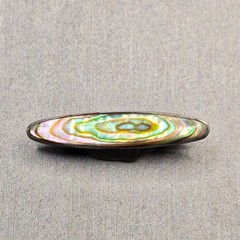 Antique Victorian Sterling Silver Abalone Brooch 7/8″ C Clasp Flush Bezel STER