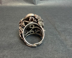 1970 Art Sterling Silver Ring Orbicular Ocean Jasper Grapevine Adjustable 8-10