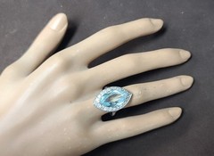 Vintage Platinum Engagement Ring 5.50ct.Natural Sky Blue Marquise Aquamarine